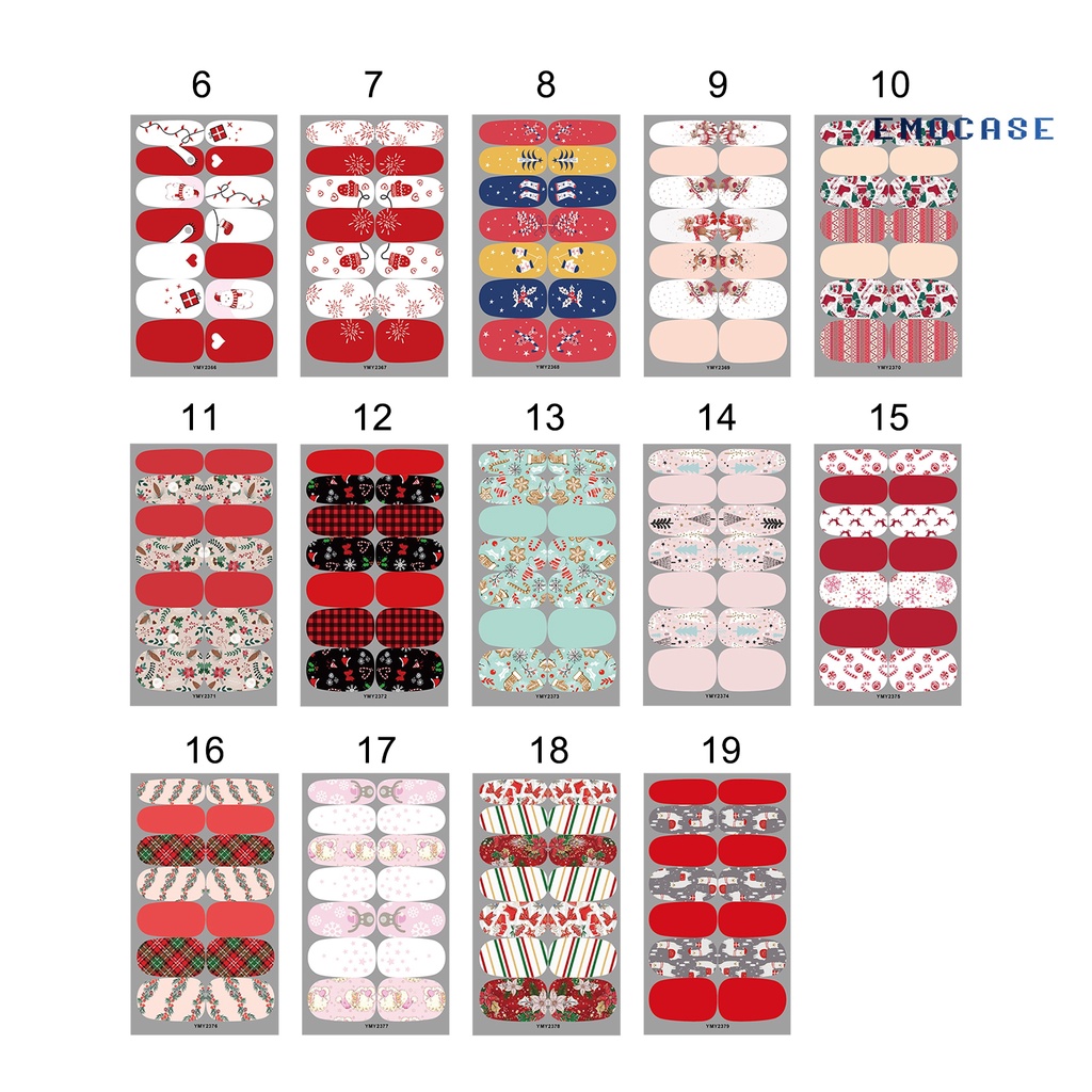 Miếng Dán Trang Trí Móng Tay Họa Tiết Giáng Sinh 2D Xinh Xắn