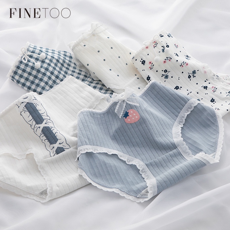 Quần lót Finetoo bằng cotton in hoạt hình đáng yêu cho nữ