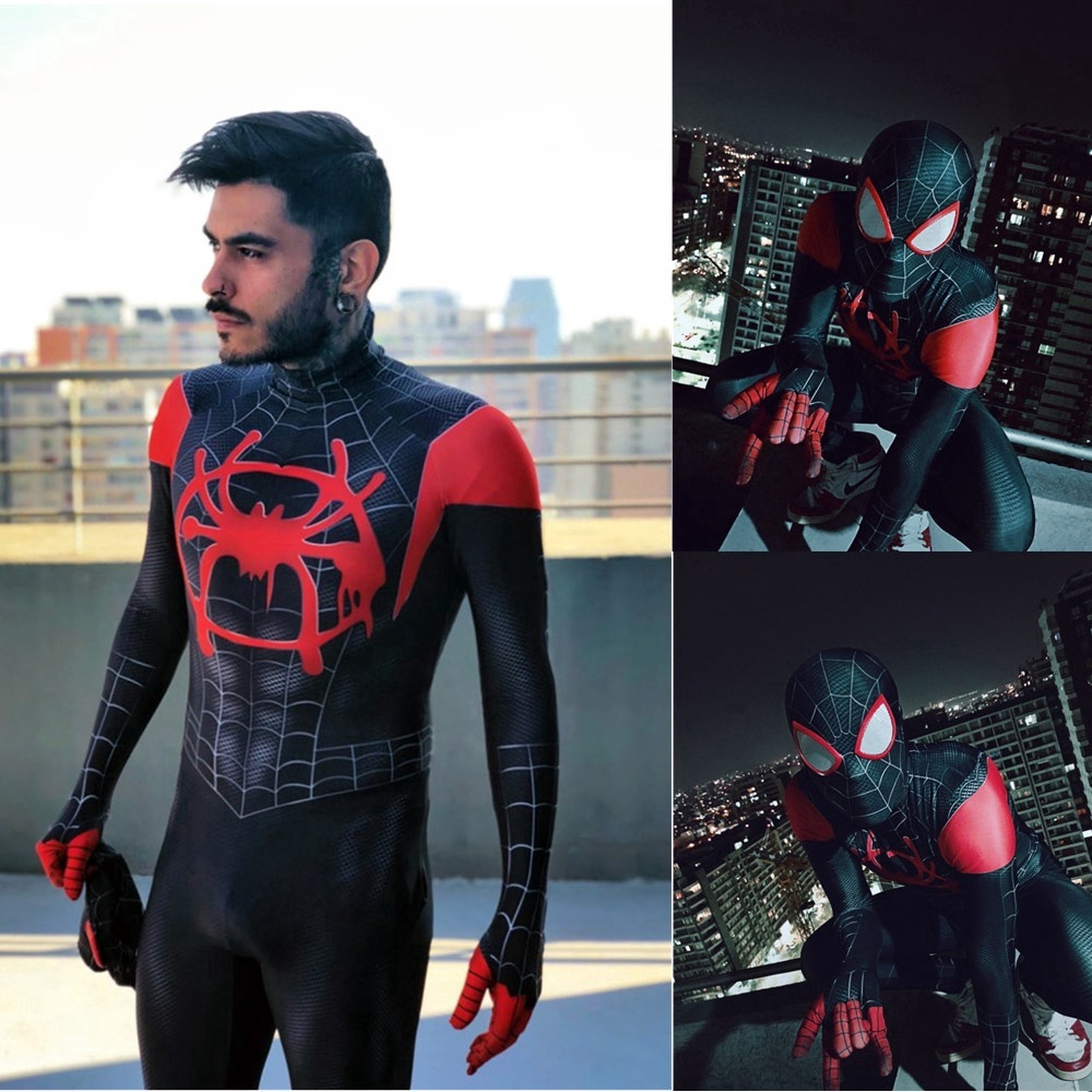 Spider-Man Into The Spider Verse Cosplay Costume Miles Morales 3D Printed Bodysuit Zentai Suit