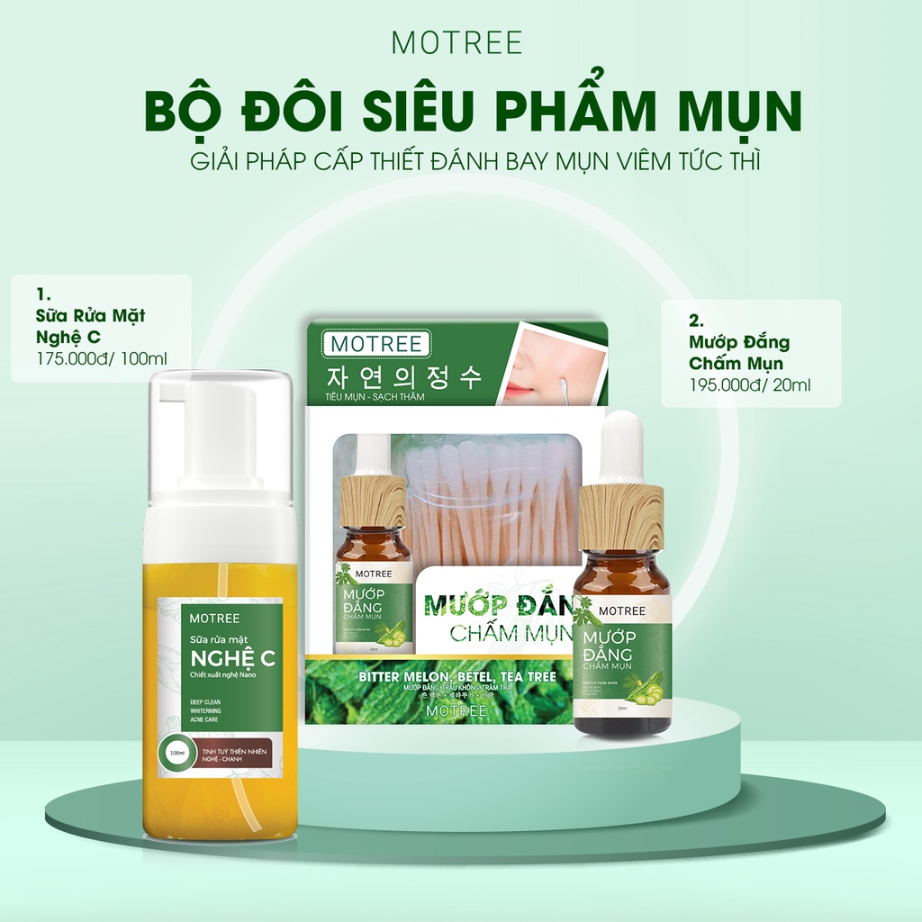 Bộ đôi tiêu mụn 4H chiết xuất từ mướp đắng - nghệ tự nhiên Motree.