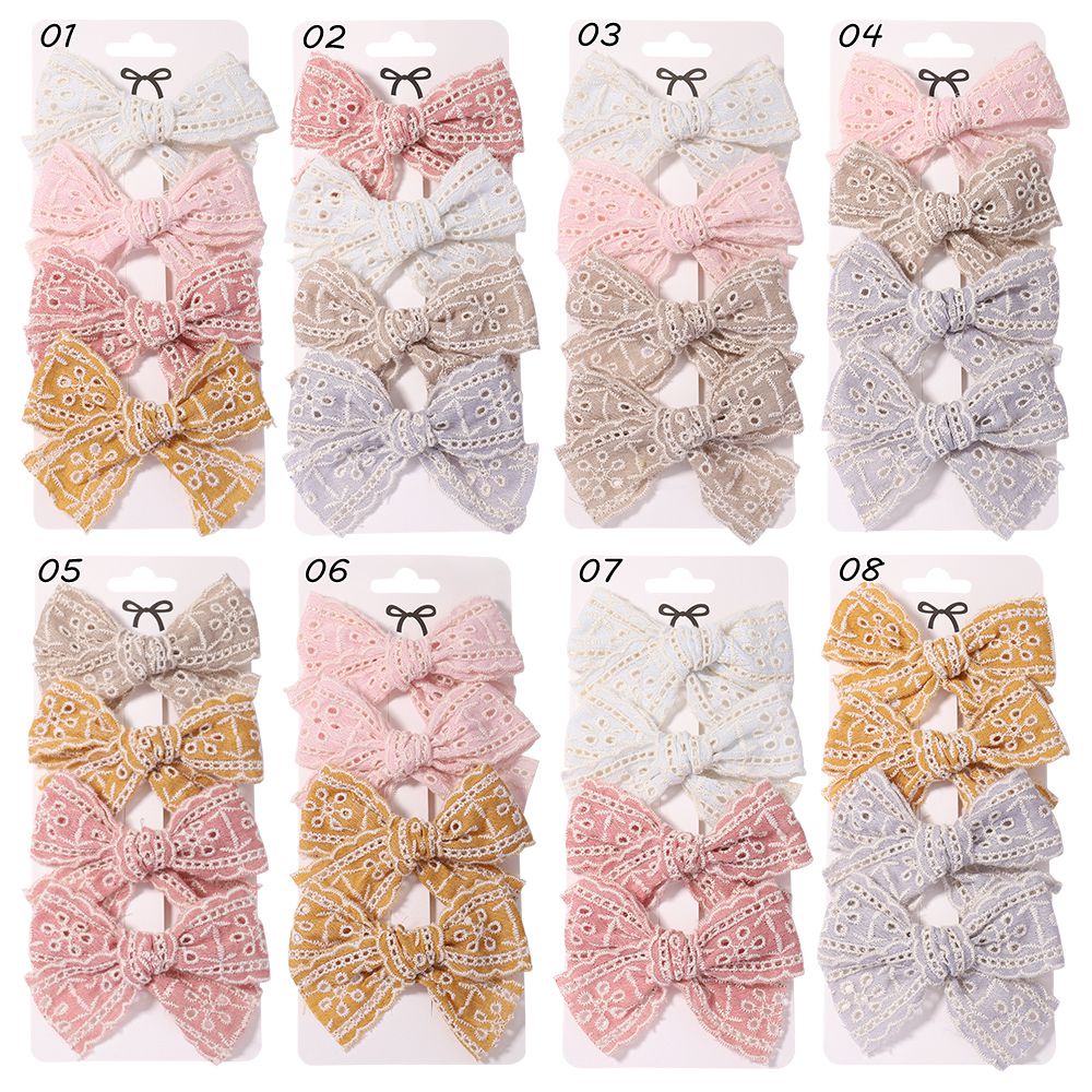 Set 4 kẹp tóc KIDSBOWS đính nơ ren dễ thương dành cho bé gái