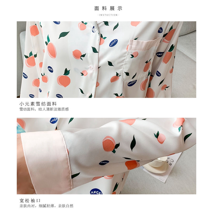 Bộ Đồ Ngủ Dài Tay Vải Lụa In Họa Tiết Dễ Thương Cho Nữ | BigBuy360 - bigbuy360.vn