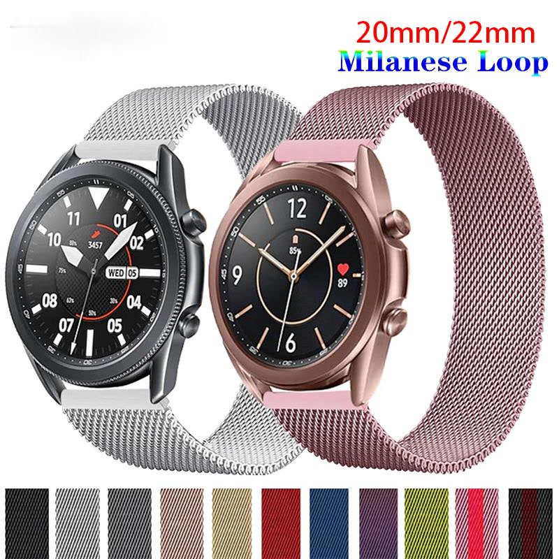 Dây Đeo Milanese 20mm 22mm Cho Đồng Hồ Thông Minh Samsung Galaxy Watch 3 45mm 41mm Active 2 Gear S3 42 46mm Huawei Watch 2 gt 2 amazfit