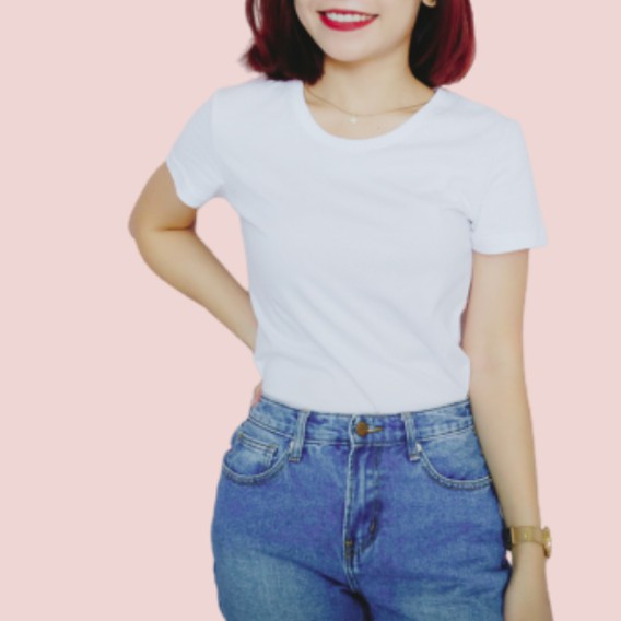 Áo thun Cổ tròn MÀU TRẮNG 100% Cotton Sang Mịn giải nhiệt mùa hè thấm hút mồ hôi