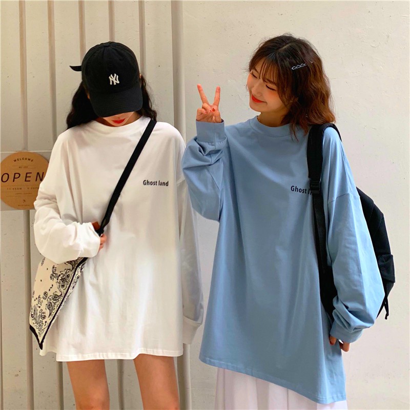 Áo thun dài tay 🎄 GHOST LAND 🎄 phông Unisex nam nữ tee oversize form rộng pull Ulzzang Streetwear Hàn Quốc vải mềm