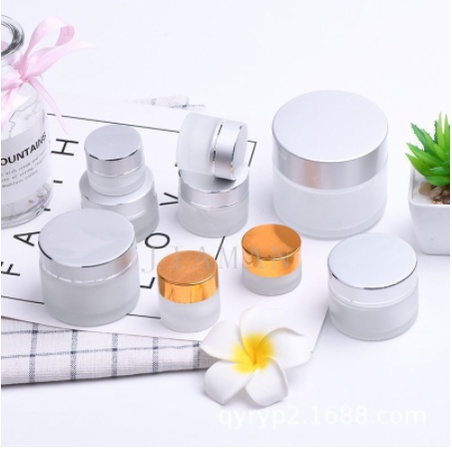 Hũ đựng kem thủy tinh phun mờ nắp bạc vàng 20gr/30gr/50gr