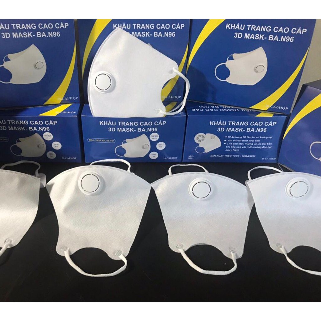 [Mã FAMAYFA2 giảm 10K đơn 50K] [ 1 hộp 20 cái ] KHẨU TRANG CAO CẤP KHÁNG KHUẨN 3D MASK- BA N96 | BigBuy360 - bigbuy360.vn