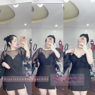 Set bộ 3 món ren + chân váy sẻ đùi bigsize