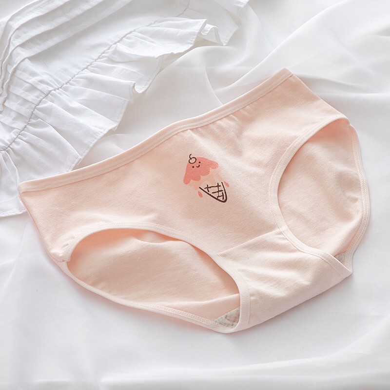 [HS01] 5 Quần lót nữ cotton RC, quần lót học sinh nữ cấp 2, cấp 3 hình kem 35-65kg Maruka Fashion