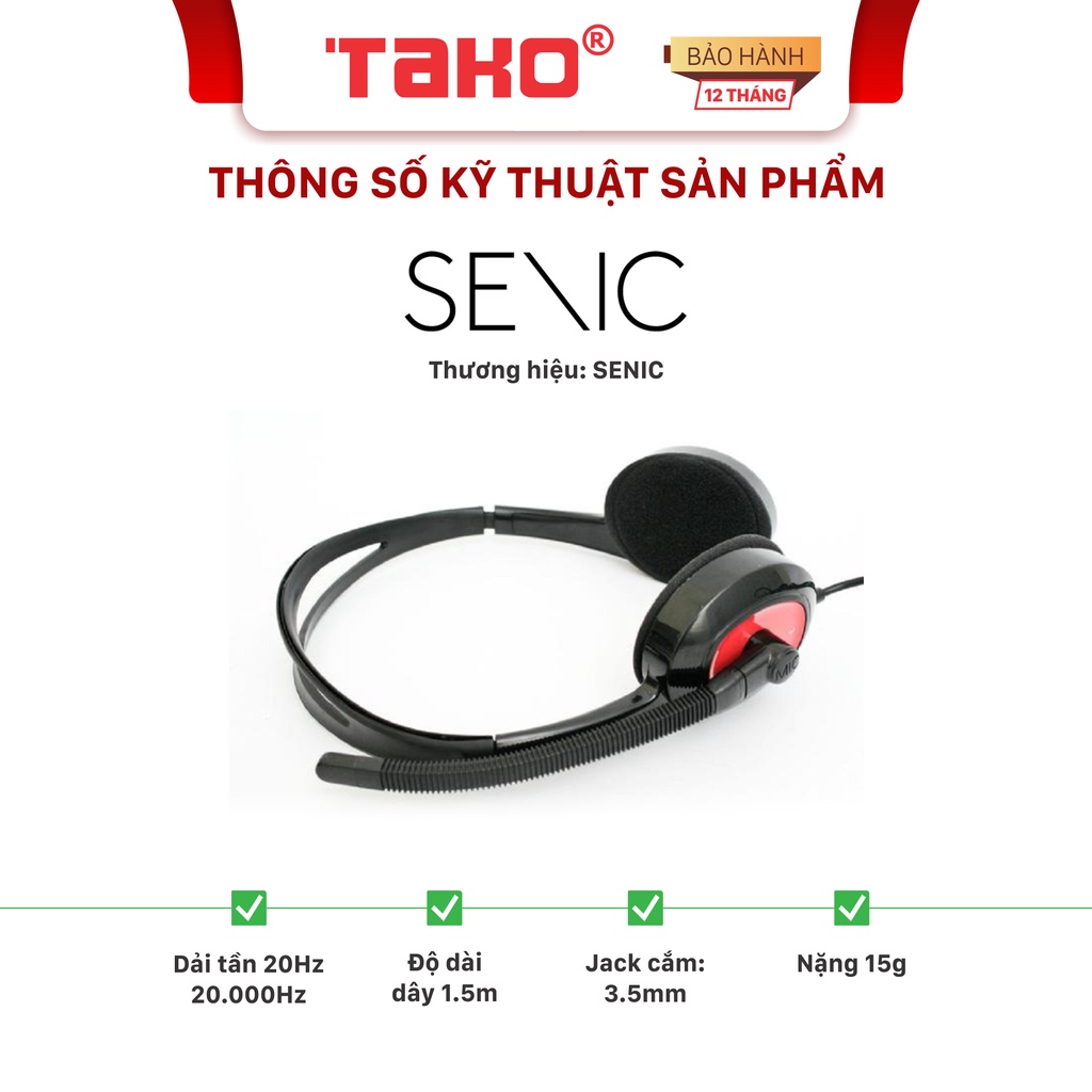 Tai nghe SENIC ST-458 chụp tai 1 jack. Chính hãng, BH 6 tháng