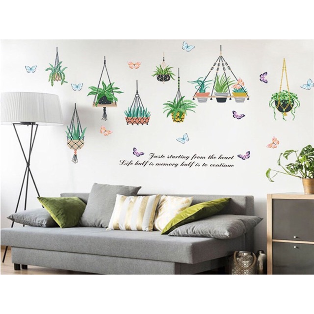 Decal dán tường giỏ cây treo 01 | BigBuy360 - bigbuy360.vn