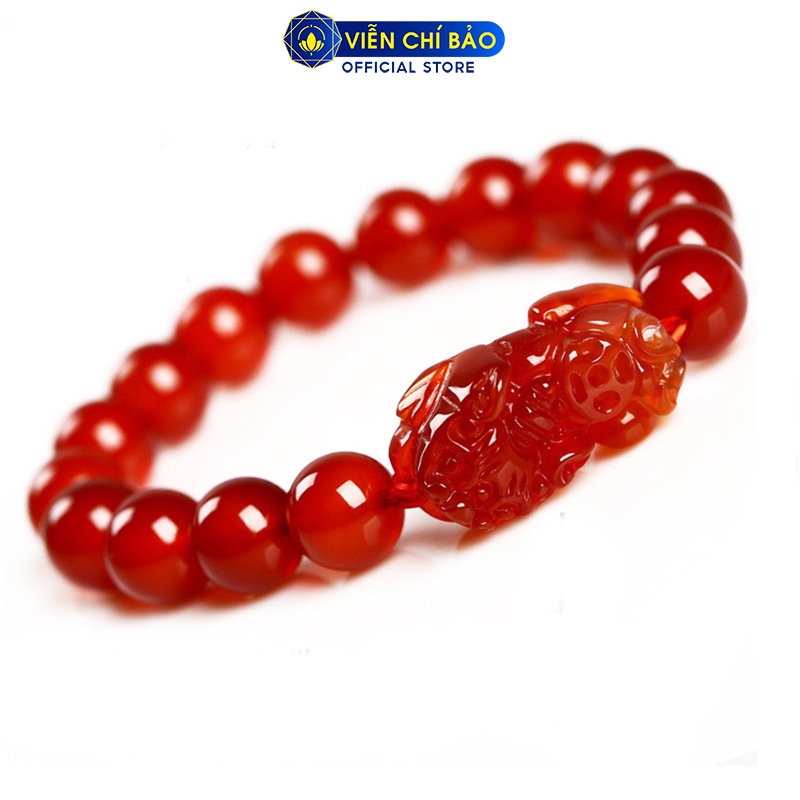 Vòng tay đá phong thủy Tỳ Hưu dây vải đỏ chất liệu đá tự nhiên thời trang nữ phụ kiện trang sức Viễn Chí Bảo V000