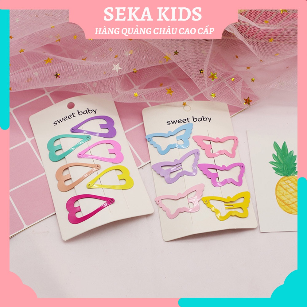 Kẹp tóc cho bé gái, set 6 kẹp tóc đẹp Hàn Quốc nhiều màu dễ thương thời trang cho trẻ em - SEKA KIDS 2105.17