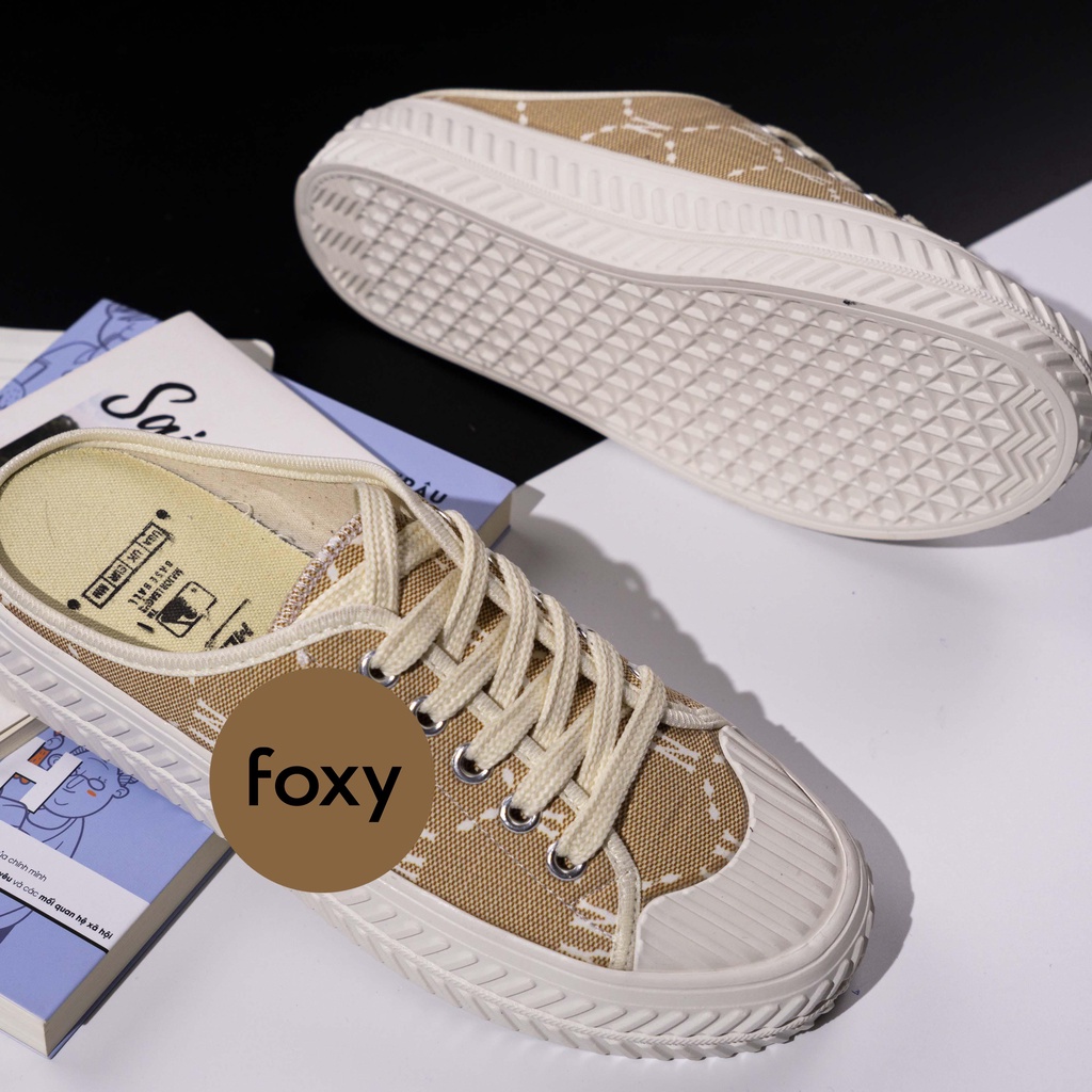 Giày Sục Thể Thao Nữ Dáng Mules Đạp Gót Màu Vàng Hottrend 2022 Đế Cao 3cm Foxy - FOM005