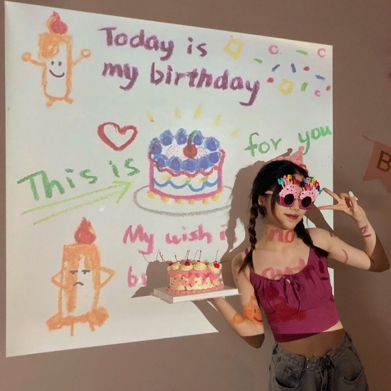 Đèn Chiếu 3D Hình Chữ Happy Birthday Trang Trí Tiệc Sinh Nhật Phong Cách Hàn Quốc Siêu Đẹp