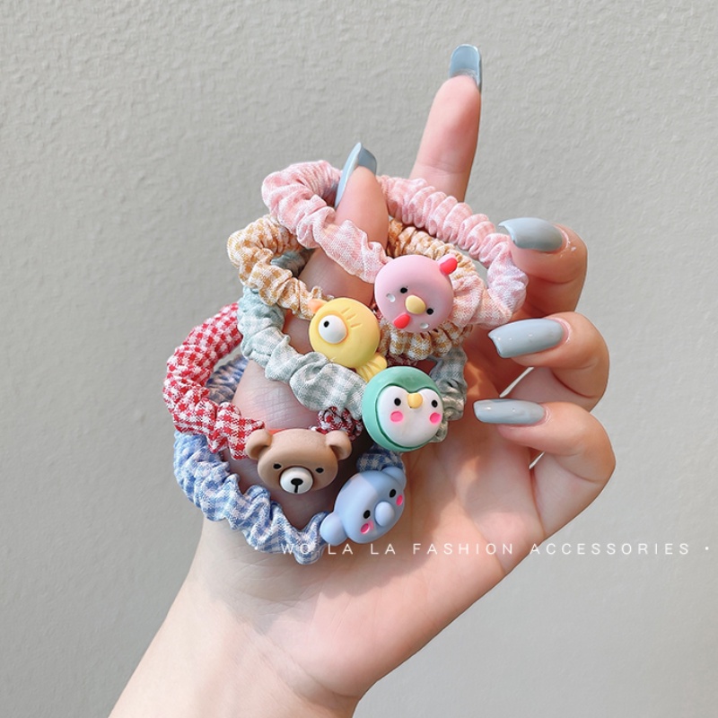 Set 10 dây buộc tóc cao su họa tiết hoạt hình phong cách Hàn Quốc xinh xắn cho bé gái