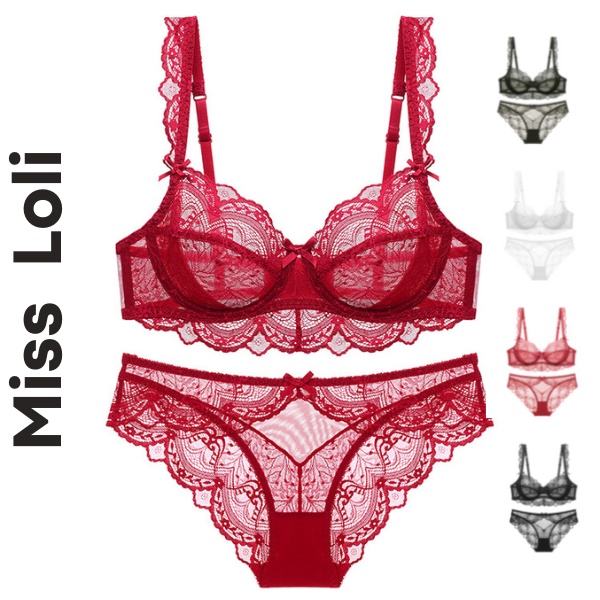 Set Đồ Lót Nữ LOLI41 Ren, Áo Lót Có Gọng Không Đệm Mút, Quần Lót Nữ Ren Sexy