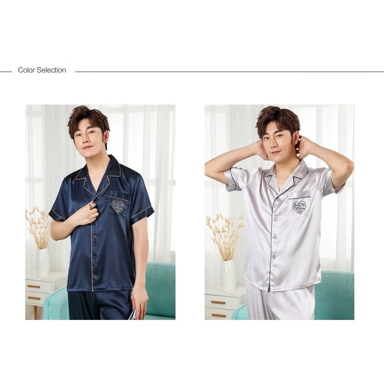PY1804 - Bộ pyjama nam ngắn tay chất lụa hàng nhập