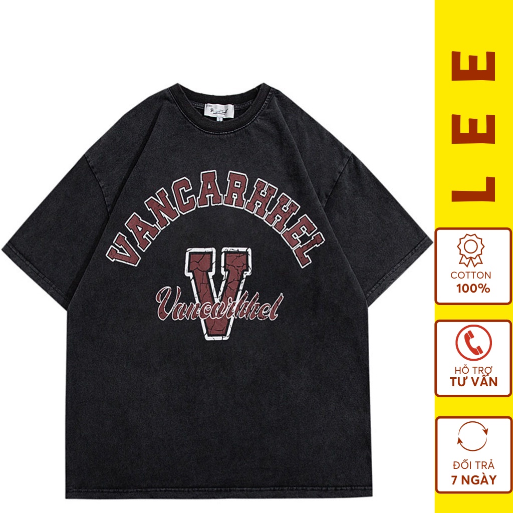 Áo thun loang form rộng tay lỡ unisex đẹp , áo phông loang tay lỡ unisex in chữ VANCARHHEL Hàn Quốc
