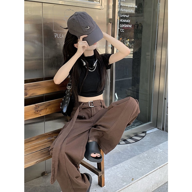 Quần Dài Dáng Rộng Phối Túi Thời Trang Mùa Thu Cho Nữ