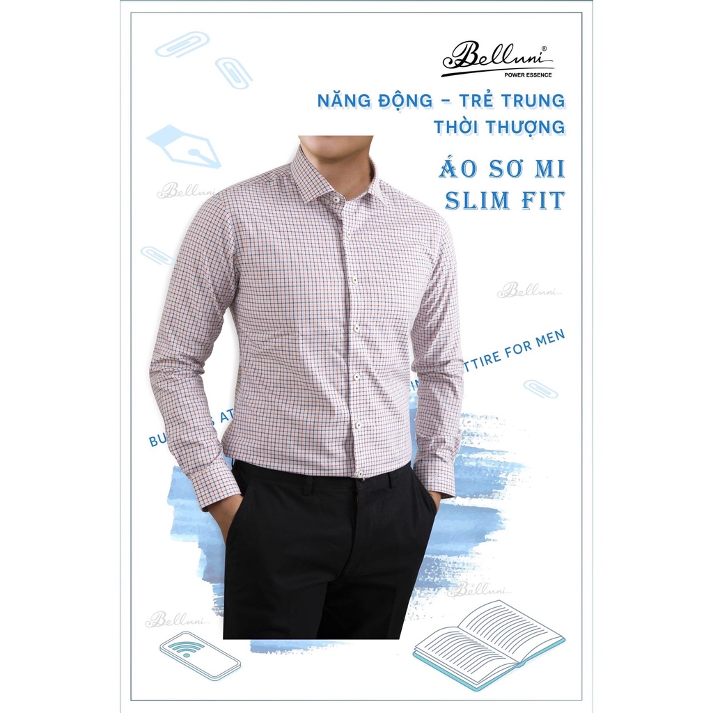 Áo sơ mi nam SlimFit tay dài cao cấp BELLUNI vải sợi tre thoải mái thanh lịch 157R7