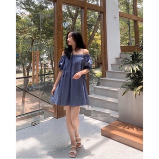 váy trễ vai chỉ nổi dáng bbd