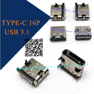Cổng USB TYPE-C 16P - đầu usb 16 chân - cổng cắm USB-3.1 SMD 16P type-c giao diện DIP4 HD