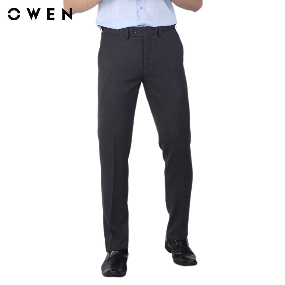 Quần tây Nam Owen Nano Regular Fit tăng đơ Ghi - QRT23482