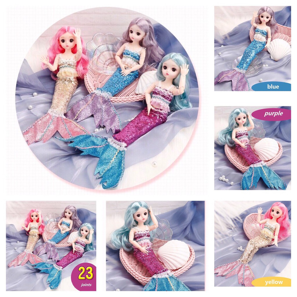 Búp Bê BJD 3D Tỉ Lệ 1/6 23 Khớp  Nàng Tiên Cá Lấp Lánh Kiêu Sa - Cao 30cm