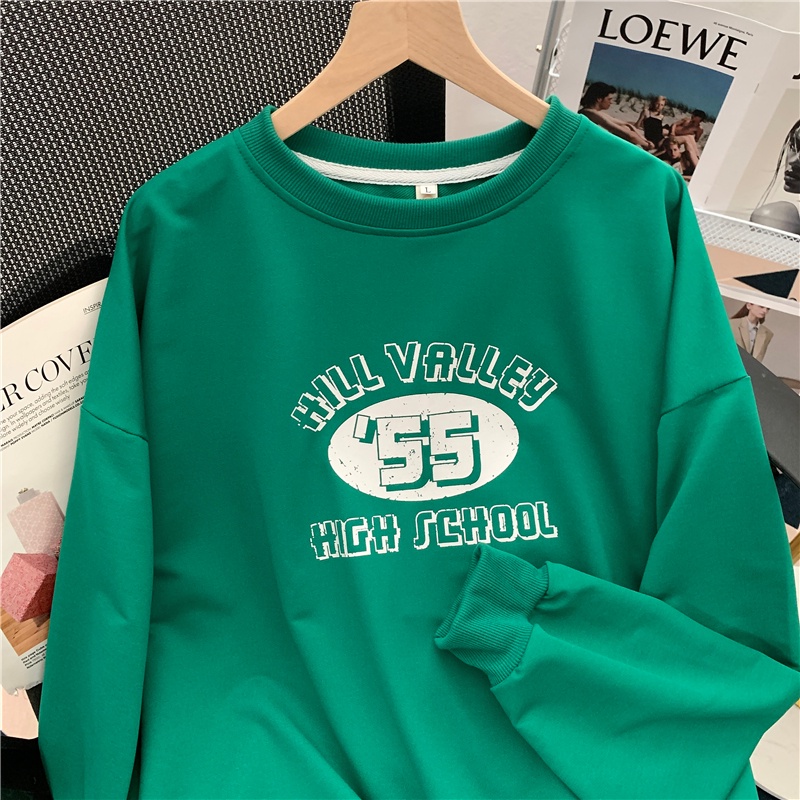 SUXI Áo Sweater Thể Thao Tay Dài Cổ Tròn In Họa Tiết Vintage Thời Trang Mùa Thu Cho Nữ