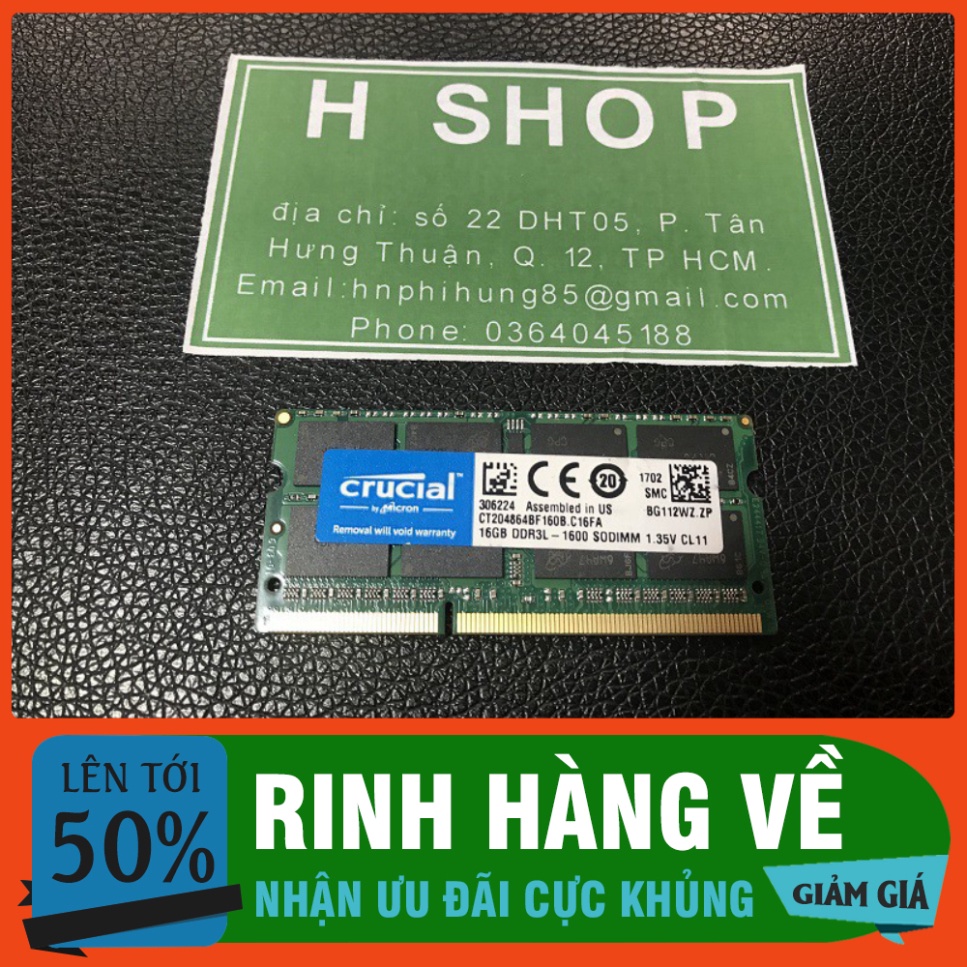 RINH QUÀ LIỀN TAY Ram Laptop 16Gb DDR3L (PC3L) bus 1600 mở máy chính hãng, bh 3 năm ...