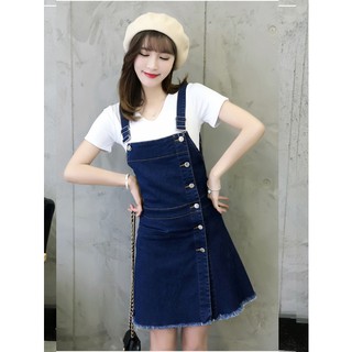 Đầm Yếm Jeans Phối Nút Thời Trang D662