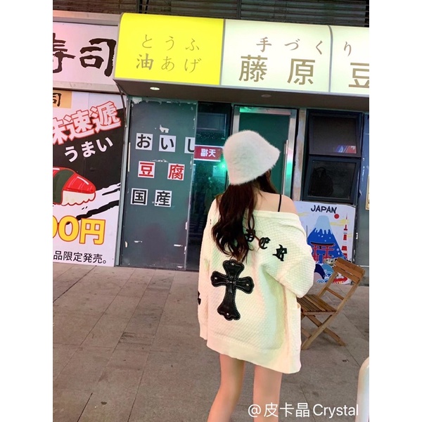 Áo khoác len cardigan thời trang thêu logo thương hiệu Chrome Hearts 2021 cao cấp