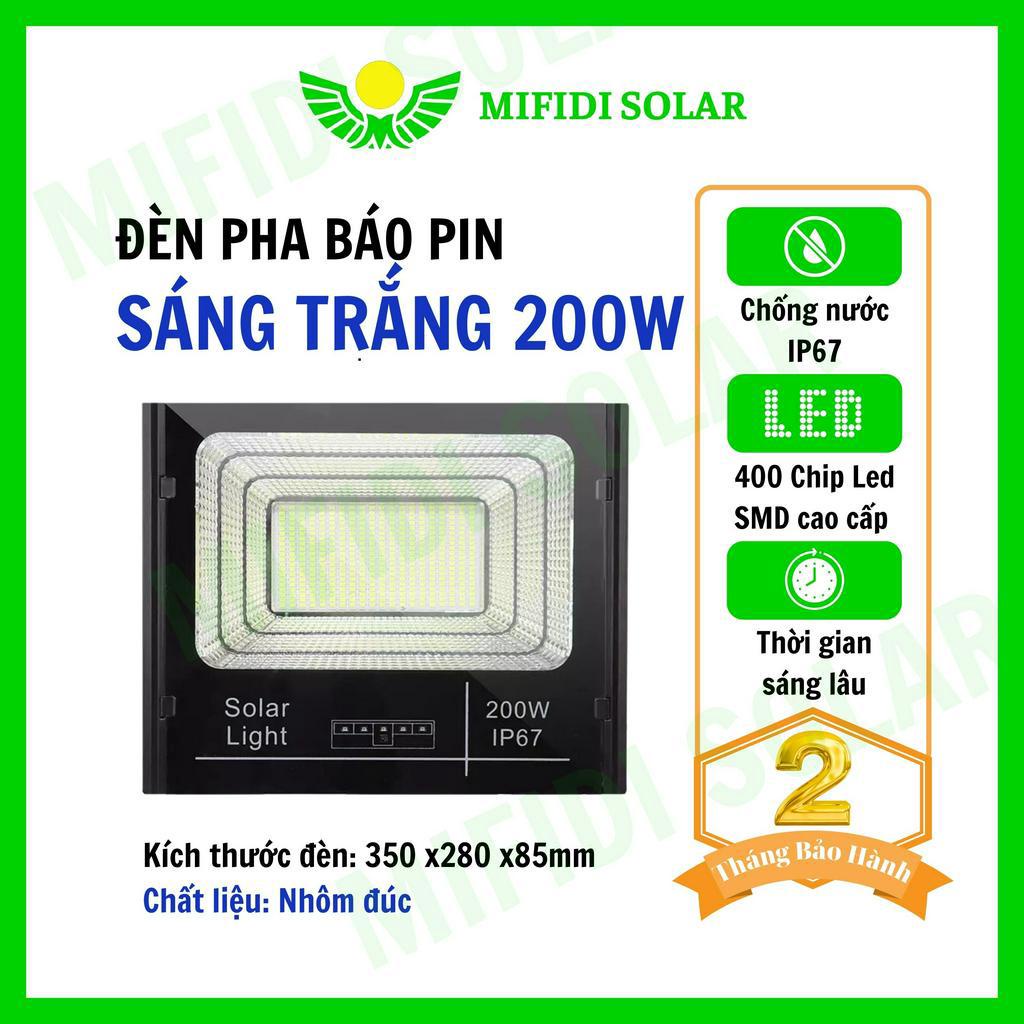 Đèn Năng Lượng Mặt Trời 200W MIFIDI Khung Nhôm Cao Cấp Pin Khủng 30.000mah, Sạc Nhanh với Tấm Pin To 60*35, BH đến 2 Năm