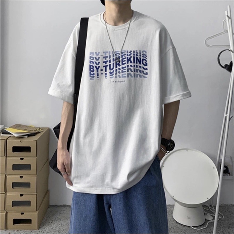Áo thun tay lỡ in chữ hình sóng nam nữ unisex phong cách ulzzang Hàn Quốc