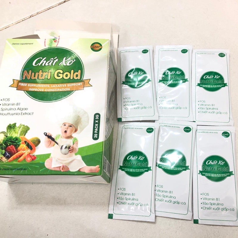 Chất Xơ Nutri Gold bổ sung chất sơ giảm tình trạng táo bón, bé bị tiêu chảy, đầy bụng, khó tiêu, rối loại hệ vi sinh