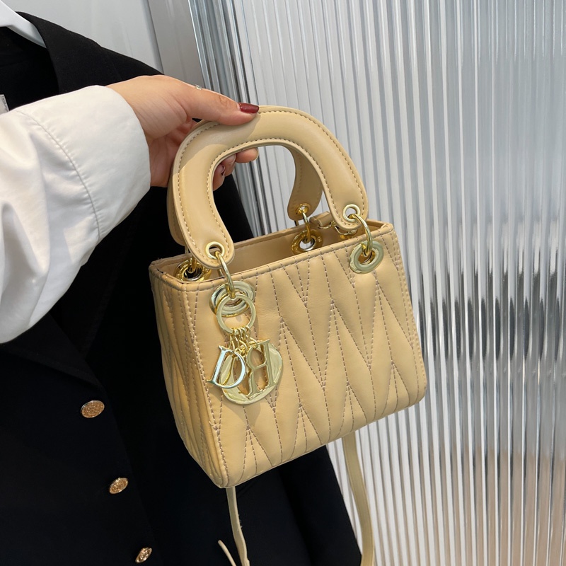 Túi Đeo Vai Hình Vuông Họa Tiết Vân Kim Cương Phong Cách Hàn Quốc Cho Nữ