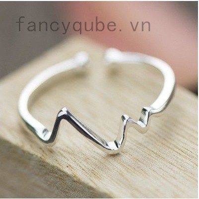 Nhẫn bạc dạng hở gợn sóng thiết kế dễ thương