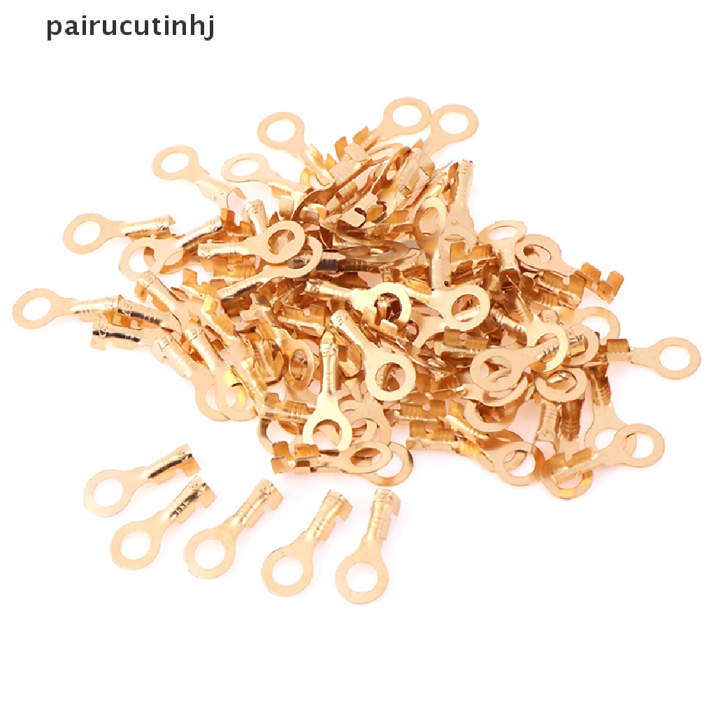 100Pcs 4.2mm Gold Brass Round Terminal Power Supply Wire Connector