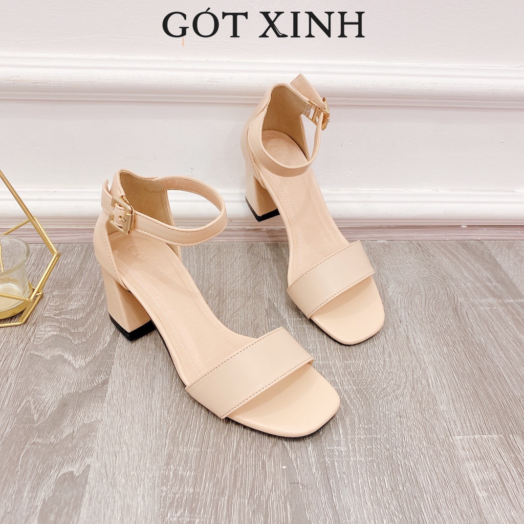 Giày sandal cao gót nữ 7cm GÓT XINH GX13 da mờ gót vuông