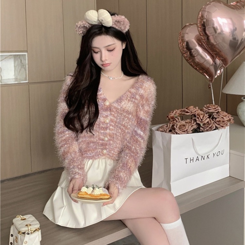 Áo Sweater Nữ Tay Dài Dáng Rộng Cổ Chữ V Thời Trang