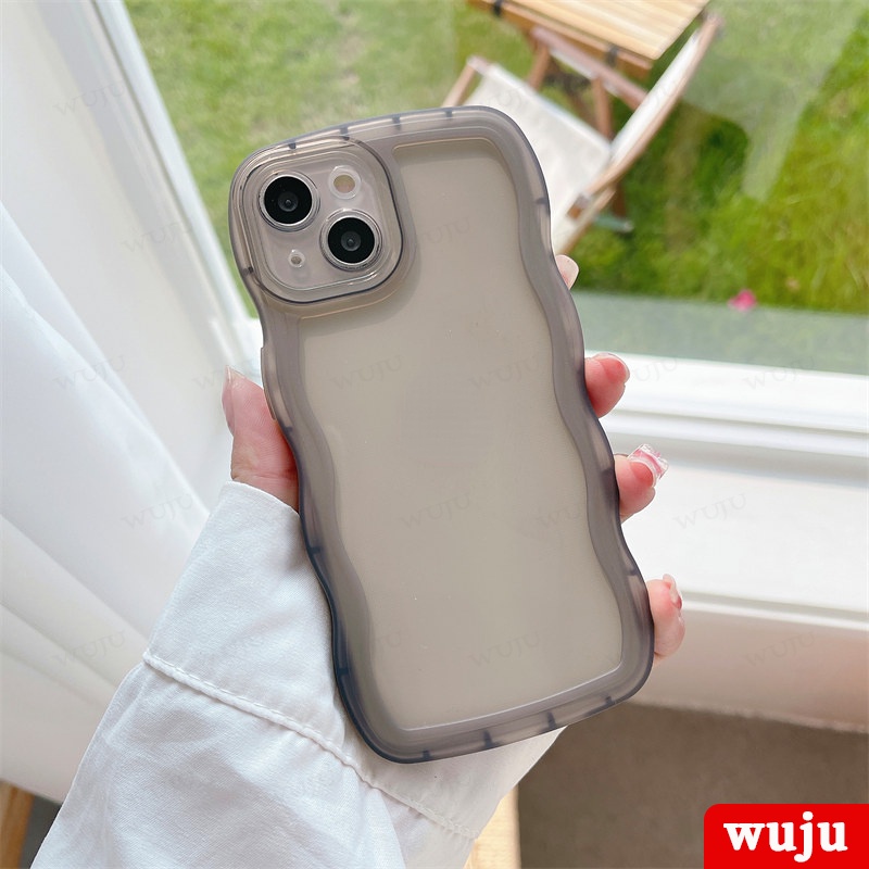 WUJU ốp lưng chống sốc trọng dễ thương những con sóng trong suốt Compatible For iPhone 11 12 13 Pro Max XR X XS Max 7 8 Plus SE