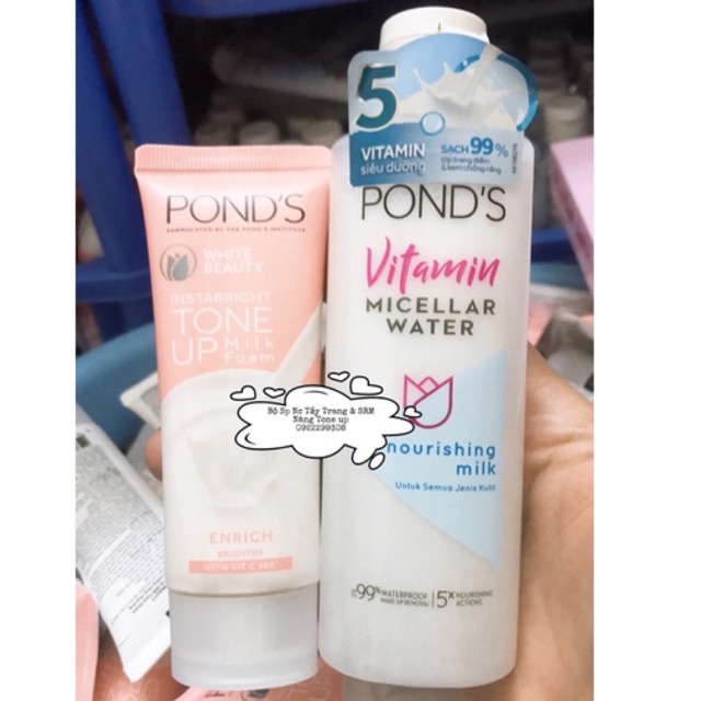 Bộ Pond's Sữa rửa mặt đất sét Sáng Mịn Sạch Sâu 40g + Tẩy trang Micellar water 100ml