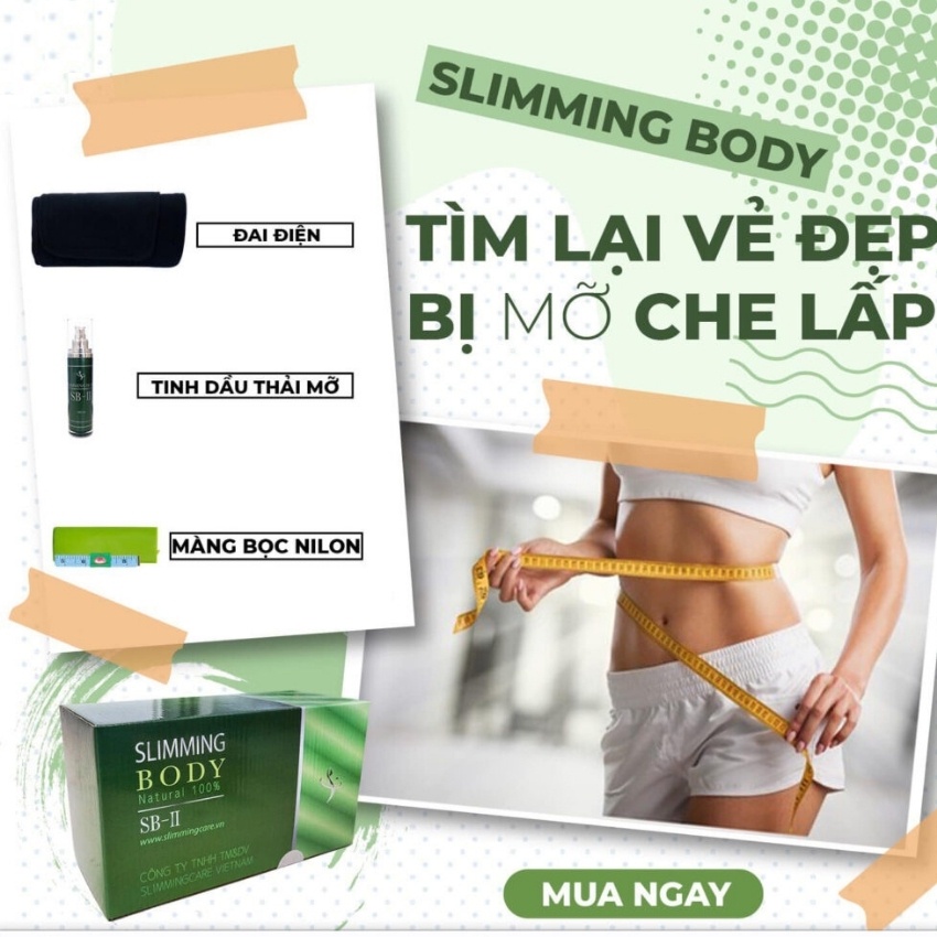 Bộ Đai Ủ Điện Slimming Body SB-II Tinh Dầu Nóng Đánh Mỡ Siết Eo Định Hình Bụng Hồ Ngọc Hà