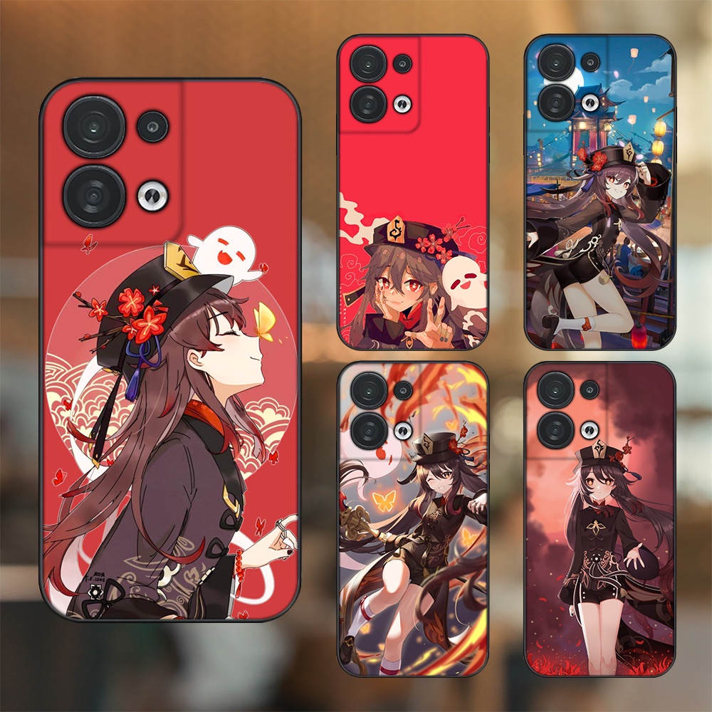 Ốp lưng Oppo Reno 8 5G viền đen in hình Hutao Genshin Impact