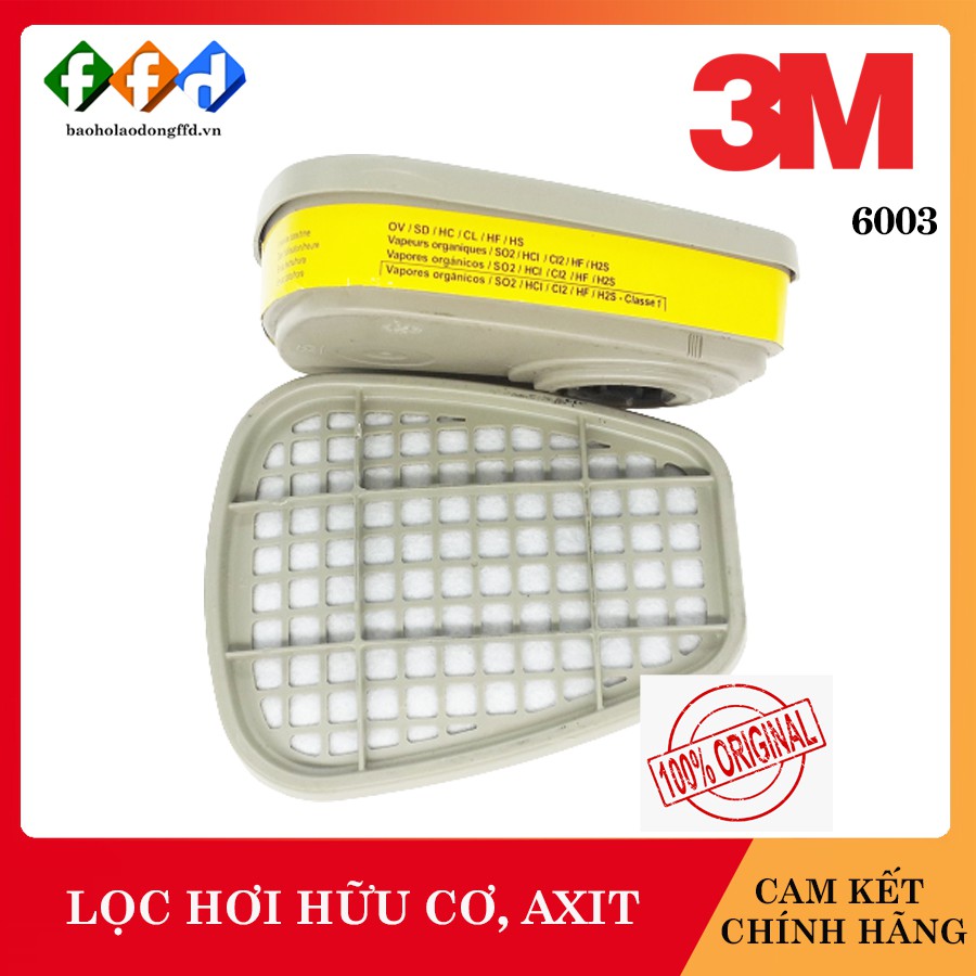 Phin lọc 3M 6003 lọc hơi hữu cơ và vô cơ(trừ sâu,hơi sơn,hóa chất)dùng cho mặt nạ phòng độc 3M 6200 3M 7502 3M 6800[FFD]