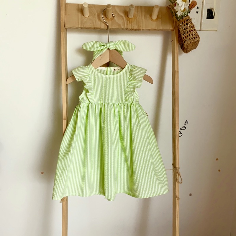 Váy thô kẻ cho bé, váy tay cánh tiên cho bé hàng handmade