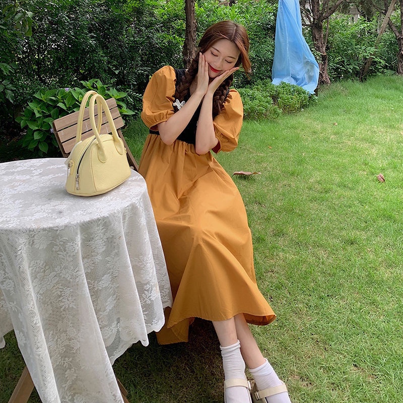 Đầm Tay Phồng Cổ Chữ V Màu Sắc Ngọt Ngào Thời Trang Mùa Hè 2022