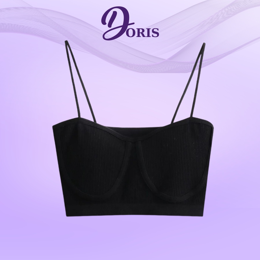 Áo Ngực Bra Hai Dây Chất Cotton Gân Tăm Viền Nổi Sexy DORIS 1821