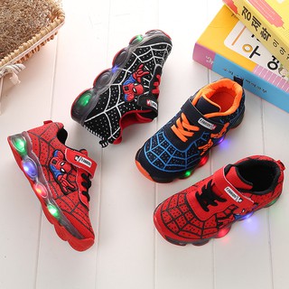 Giày bé trai siêu nhân nhện đèn led phát sáng dáng thể thao